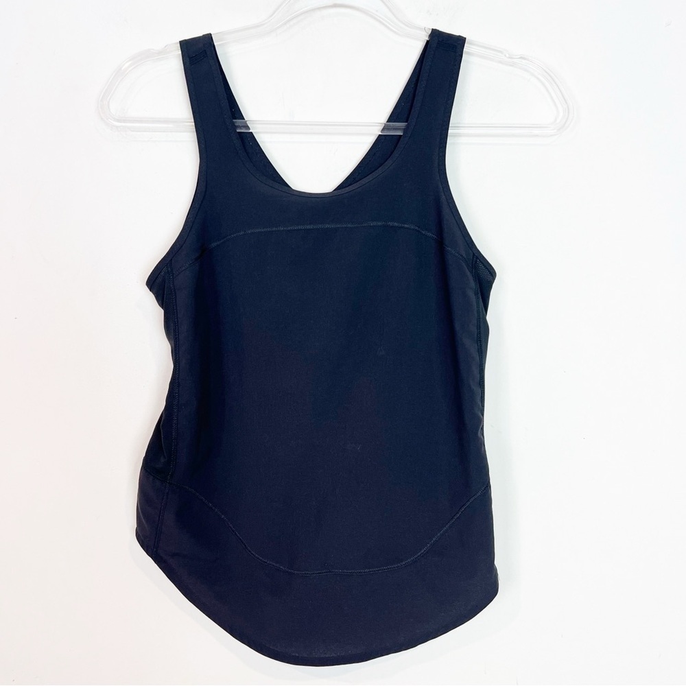 LULULEMON BLACK SLEEVELESS 1/2 SPLIT BACK TANK TOP WOMENS SZ 2